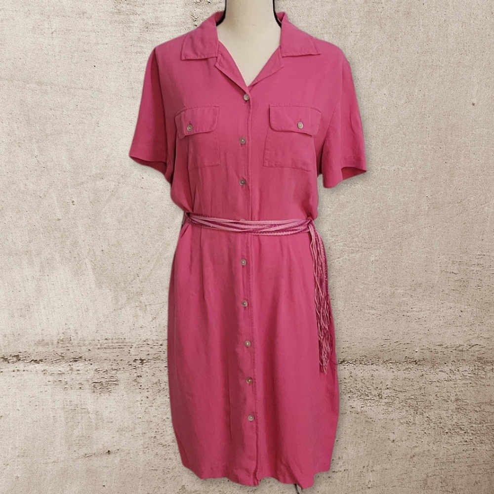 1990s Bobbie Bee Silk Button Down Shirt Easter Summer Dress